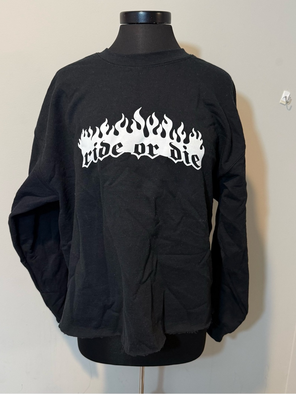 Ride or Die Black Sweatshirt in Size Large